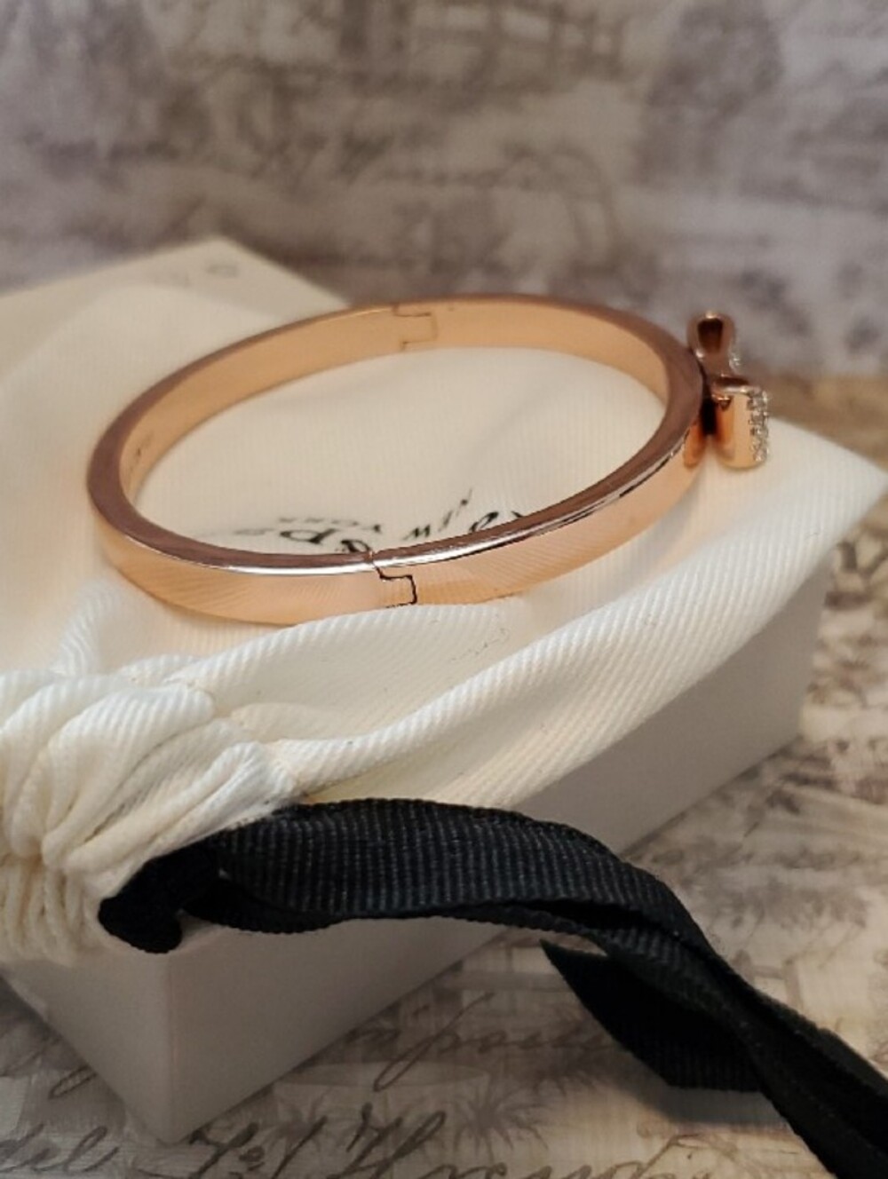 kate spade Rose Gold Bow Pavé Bangle Bracelet - Picture 8 of 8